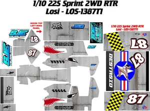 TEAM LOSI 22S 1X10 SPRINT LOS-1387T1 WARPLANE DECAL WRAP KIT - Picture 1 of 1