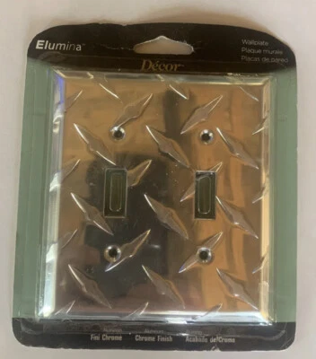 Алюминиевый двойной выключатель света с алмазной огранкой хромированная отделка крышка настенная пластина гараж - Изображение 1 из 2