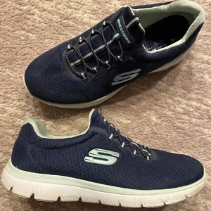 Skechers Summit Blue Sneakers Womens 10 Bungee Athletic Running Shoes 12980W EUC - Picture 1 of 10