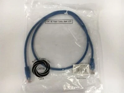 Ethernet Patch Cable CAT5E 3' Blue 24AWG 4 Pair-ECAT5-4PR-03BLB Bag of TEN Cords - Image 1 of 2