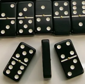 Double Six Professional Black Color Jumbo Size Dominoes Set by Cambor - Picture 1 of 4