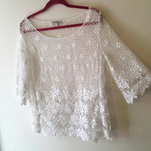 Cut Out Crochet Style Pullover Jumper Flare Sweater Summer - Tag Size Medium - Picture 1 of 9