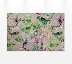 Leinwandbild Vgel Mosaik Rosa Grn 90x60 DD120353 Keilrahmen Wandbild Leinwand