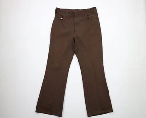 Vtg 70s Dickies Mens 32x30 Cotton Twill Wide Leg Bell Bottoms Pants Brown USA - Picture 1 of 13