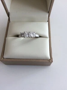 Diamond Engagement Ring, Platinum Band M1/2, Trilogy - Picture 1 of 5