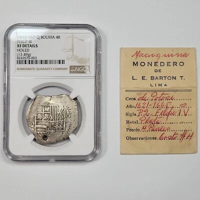 1612-1616 Cob 4 Reales Potosi Bolivia Assayer Q NGC XF 1950's Collection *J635 - Image 1 of 4