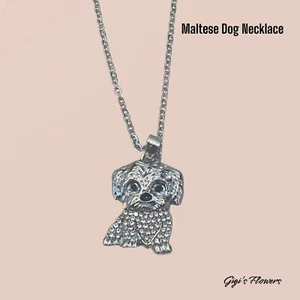 Maltese Dog Pendant Necklace 19” - Picture 1 of 4