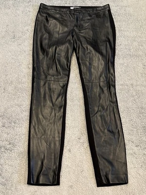 DKNY Faux Leather Pants Womens 6 Fabric Legging Two Material Stretch Skinny - Image 1 of 4