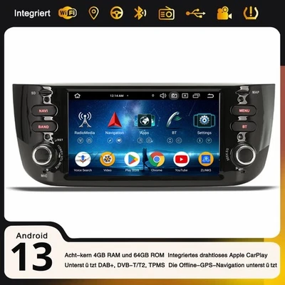 8-Kern Android 14 DAB+ Autoradio Navi CarPlay DSP 4+64GB Fiat Grande Punto Linea - Bild 1 von 4
