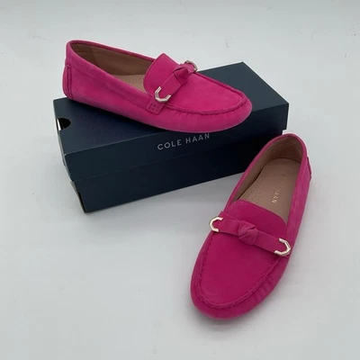 Cole Haan Evelyn Bow Driver Pink Yarrow Suede Women 7B Flats - Image 1 of 4