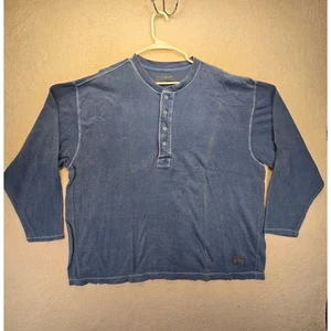 Vintage Abercrombie & Fitch Langarm Henley Hemd Herren XL Blau Waffel Strick Freizeit - Bild 1 von 10