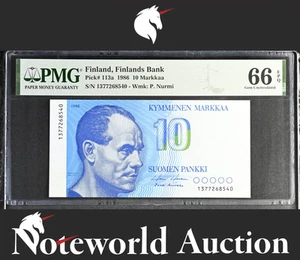Finland Finlands Bank 10 Markkaa 1986 P 113a UNC PMG 66 EPQ 3rd TOP POP - Picture 1 of 4