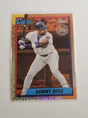 Actualización Topps 2025 SAMMY SOSA paquete plateado Mojo refractor naranja #17/25 cubos Foto 1 de 2