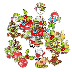 Mixed 50 Christmas Wooden Buttons Embellishment Crafts for - Picture 1 of 7