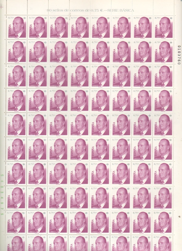 España 3862 Pliego de 80 sellos 75 ctm  para colección o franqueo (según foto) - Imagen 1 de 1