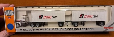 Con-Cor Tractor 27 Foot Twin Trailers Transcon 0004-001029 Boxed HO Scale - Image 1 of 4