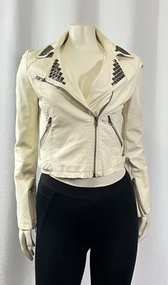 Ambiance Faux Leather Ivory Cream Fashion Jacket Women's Size Small - Image 1 of 4