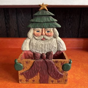 VTG  Santa Christmas 13" Wood Letter Card Holder Organizer Sande Elkins Holiday - Picture 1 of 22