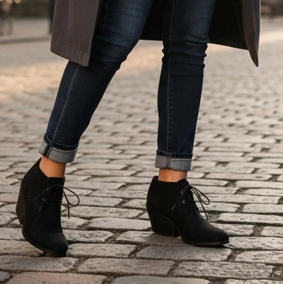 Botín al tobillo Eileen Fisher Charlie de cuero con cordones negro talla 9 Foto 1 de 4