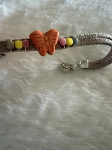 Tschechisches Glas Orange Schmetterling Handarbeit Wildleder Armband Boho - Bild 1 von 6