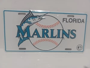 New NOS Vintage 90's MLB Metal Florida Marlins Embossed License Plate Tag 12x6 - Picture 1 of 3