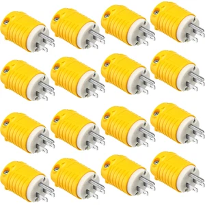 16 Pcs Extension Cord Ends 15A 125V 2 Pole 3 Wire Heavy Duty Replacement Male Pl - Picture 1 of 12