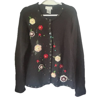 Vintage 90s White Stag Women's L  Embroidered Grannycore Cardigan Xmas Sweater - Image 1 of 4