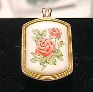 Vintage Avon 1980 goldfarben Heritage Juni Geburtsmonat Rose Anhänger - Bild 1 von 5