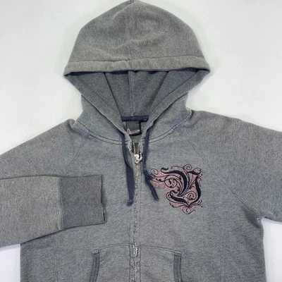 Volcom Gray Full Zip Hoodie Medium Womens Embroidered Y2K Grunge Skater Surf - Image 1 of 4