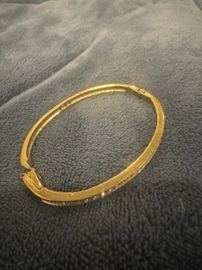 Lovely Swarovski Crystal Rhinestone Gold Tone Hinge Bracelet - Picture 1 of 3