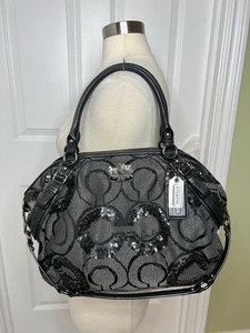Coach Madison Signature Op Art Sophia Sequin Metallic Satchel Schultertasche 15940 - Bild 1 von 15