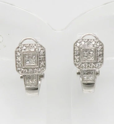 Pendientes Huggie NYJEWEL Oro Blanco 14k 48 Diamantes 19 x 10 x 10 mm Firmados Foto 1 de 4