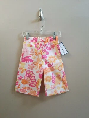 Girls Boutique HARTSTRINGS Monkey Peacock Pink Orange Capri Pants Sz 4T NWT - Image 1 of 4