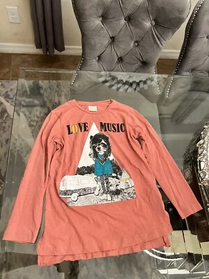 Camiseta coral manga larga colección niña Zara Love Music talla 8 Foto 1 de 4