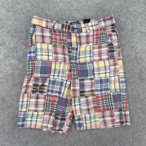 Polo Ralph Lauren Shorts Boys Youth 16 Chino Flat Front Blue Red Patchwork Plaid - Picture 1 of 14