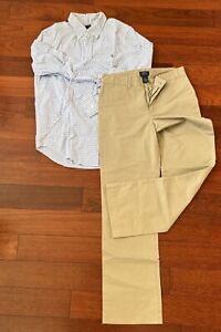 Ralph Lauren Boys Straight Chino Trousers 11-12 Years W26 L26 Beige Cotton 100%