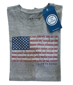 Life Is Good SS Shirt Crusher Tee ANTHEM FLAG Star Stipe Patriotic 43 Zoll Herren M - Bild 1 von 7