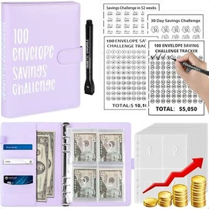 100 Envelopes Money Savings Challenges Book with Envelopes, 100 Day Challenge Mo - Picture 1 of 8