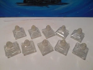 VINTAGE ART-DECO STYLE~~10 GLASS SALT INDIVIDUAL SHAKERS & TOPS - Picture 1 of 7