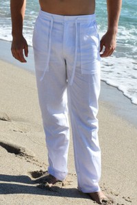 pantalon de hilo blanco para hombre