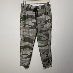 Johnny Was JW Sidra Camo-Print Linen Jogger Pants Boho Embroidered Size Small. - Picture 1 of 14
