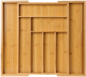 Bamboo Expandable Drawer Organizer for Utensil and Cutlery in Kitchen or Bedroom - Picture 1 of 12