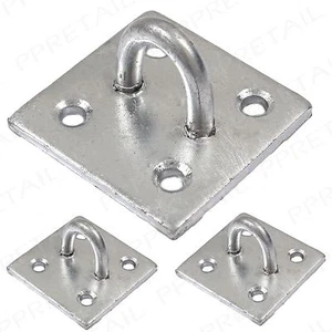 STAPLE ON PLATE X2 Eye Pad Galvanised Boat Mooring Wall Mounted Animal Tether UK - Picture 1 of 1