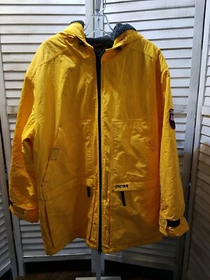 Structure Mens Coat Size Medium Yellow Full Zip Hooded Parka Lined Pockets  - Image 1 of 4