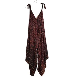 NEW Coco Kai Oversized Tie Dye Jumpsuit One Size Wine Burgundy Tie Waist Baggy - Picture 1 of 12
