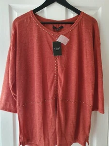 BNWT Burnt Orange Embelished 3/4 length sleeve Next Top - Picture 1 of 4