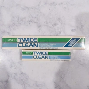 NEW Vintage 1984 Avon Twice Clean Portable Toothbrush 3 Green Toothbrush’s - Picture 1 of 3