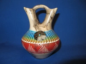 Authentic Native American Navajo Indian Turquoise Dream Catcher Wedding Vase - Picture 1 of 6