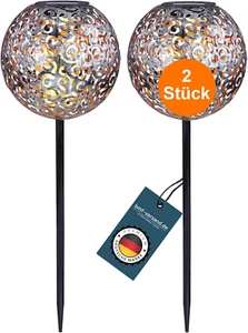 Bmf-Versand® Led-Solarkugel 20Cm 2Er Set - Solar Kugelleuchte - Außenkugelleucht - Bild 1 von 8