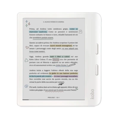 Kobo Lettore E-book 7" Touch Screen 32 GB Wi-Fi E Ink Kaleido N428-KU-WH-K-C - Immagine 1 di 4